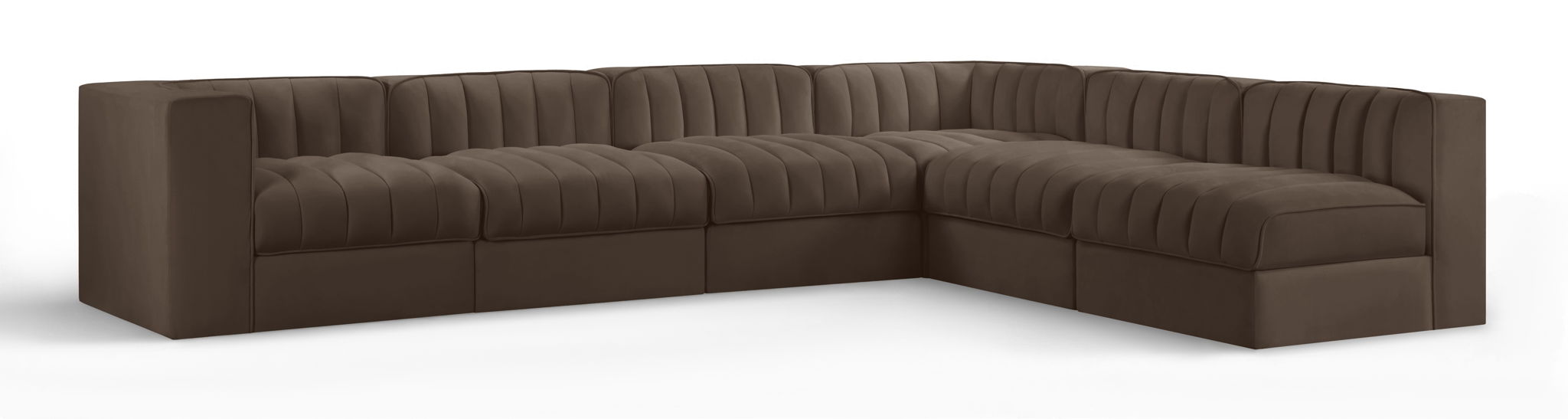 Rummi 126" Velvet Performance Fabric Upholstered 6pc. Modular Sectional