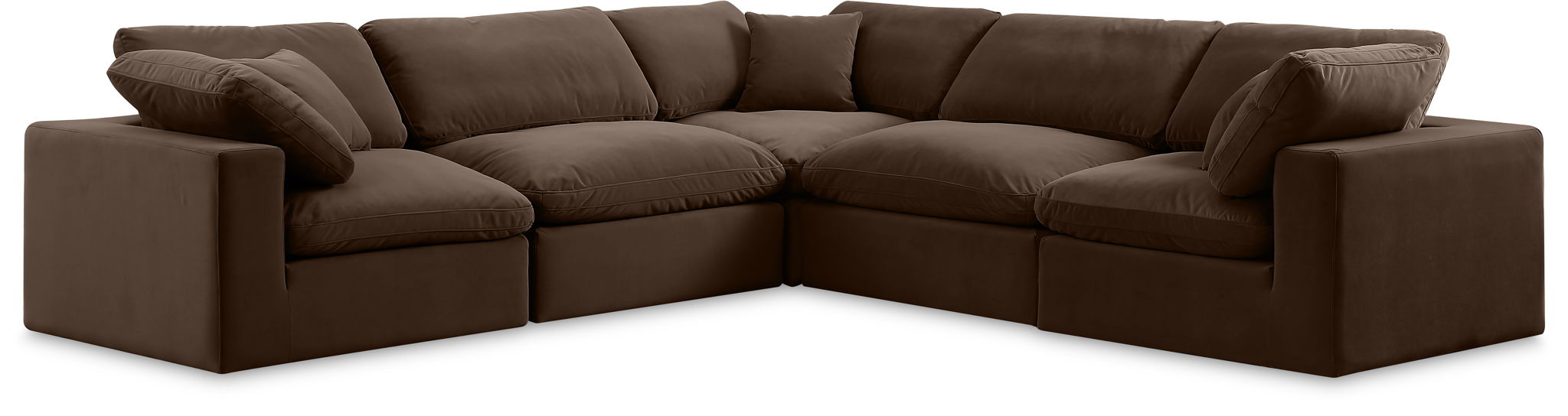 Seccional modular tapizado de terciopelo Comfy de 119" de 5 piezas
