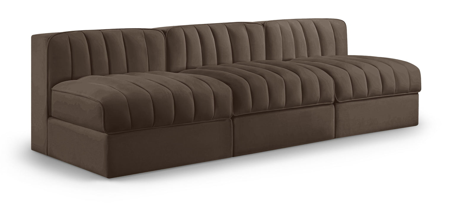 Rummi 87" Velvet Performance Fabric Upholstered 3pc. Modular Sofa