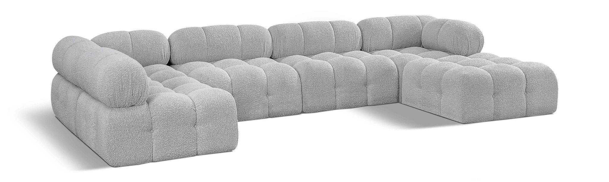 Ames 136" Boucle Fabric Upholstered 6pc. Modular Sectional