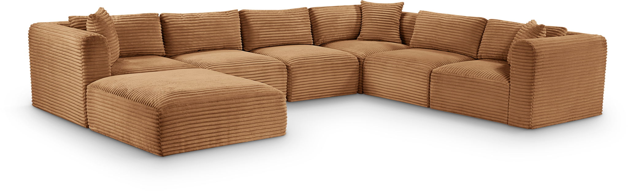 Shaggy 140" Corduroy Performance Fabric Upholstered Modular Sectional