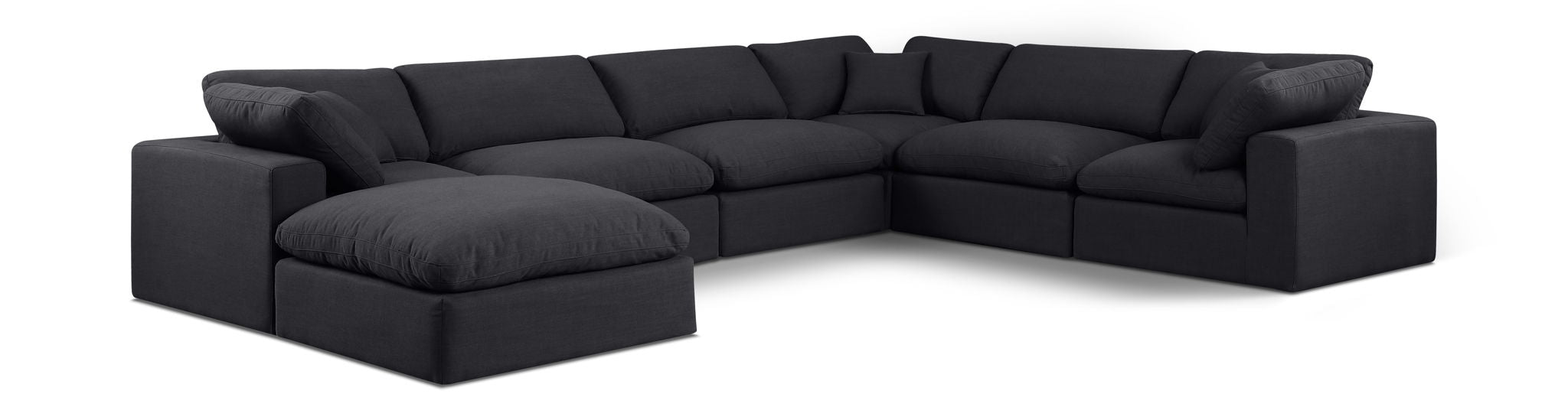 Comfy 158" Linen Textured Fabric Upholstered 7pc. Modular Sectional