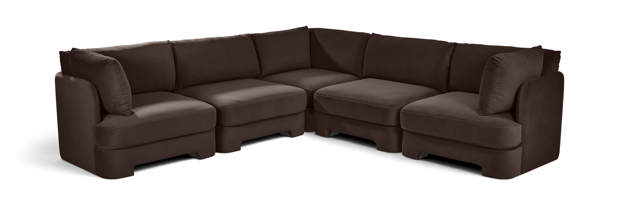 Hammond 111" Velvet Performance Fabric Upholstered 5pc. Modular Sectional