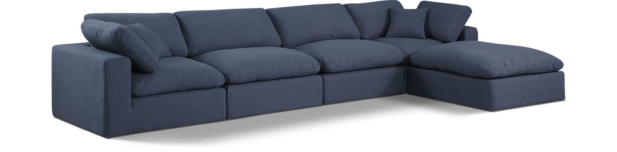 Comfy 158" Linen Textured Fabric Upholstered 5pc. Modular Sectional