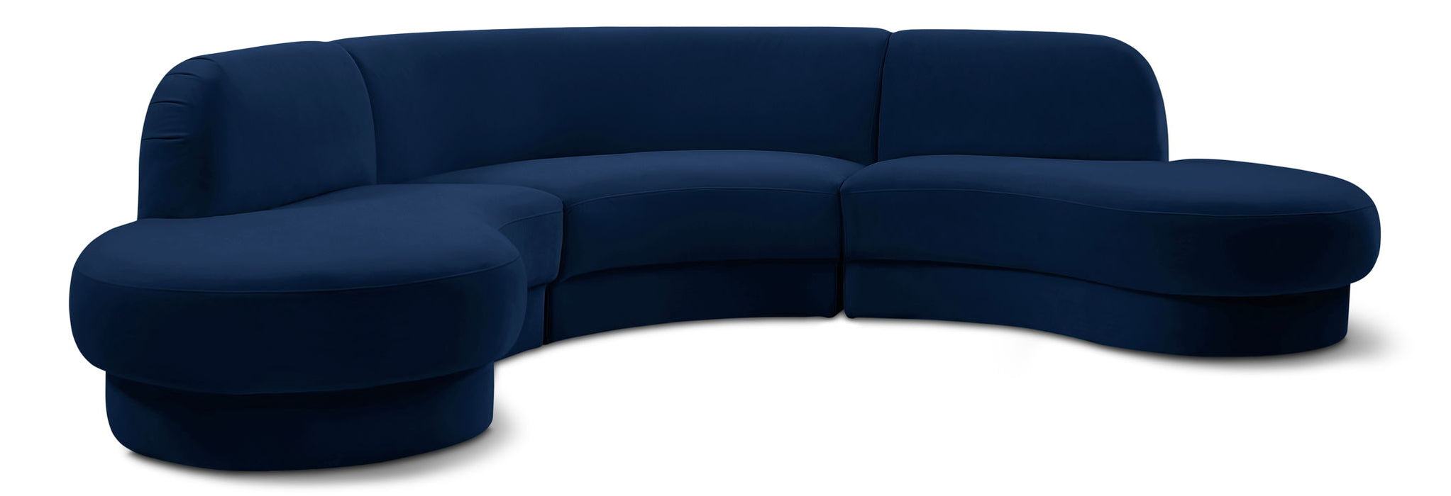 Rosa 135" Velvet Upholstered 3pc. Sectional