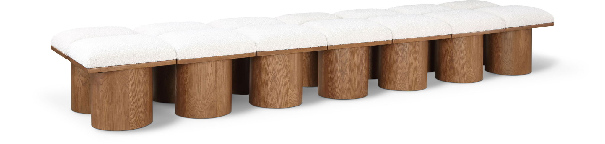 Banco modular tapizado de bouclé Pavilion de 14 piezas