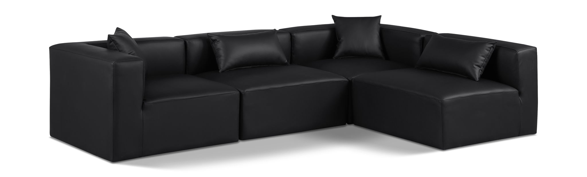 Cube 108" Vegan Leather Upholstered 4pc. Modular Sectional