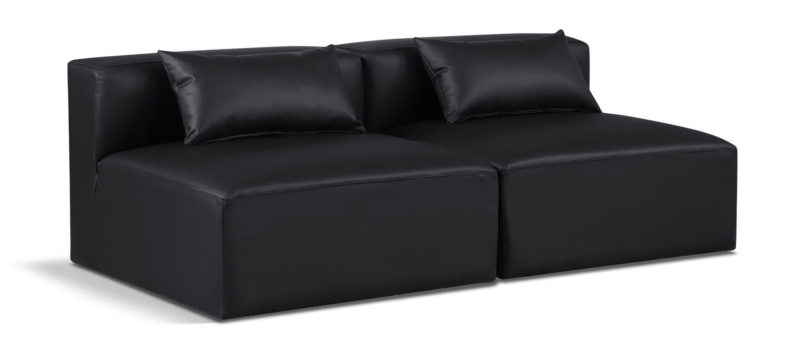 Cube 72" Vegan Leather Upholstered 2pc. Armless Modular Loveseat