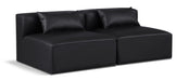 Cube 72" Vegan Leather Upholstered 2pc. Armless Modular Loveseat