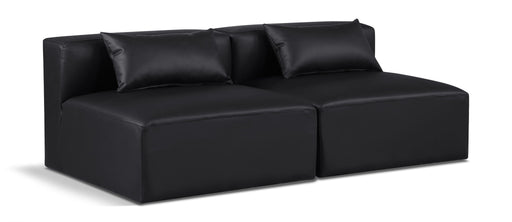 Cube 72" Vegan Leather Upholstered 2pc. Armless Modular Loveseat