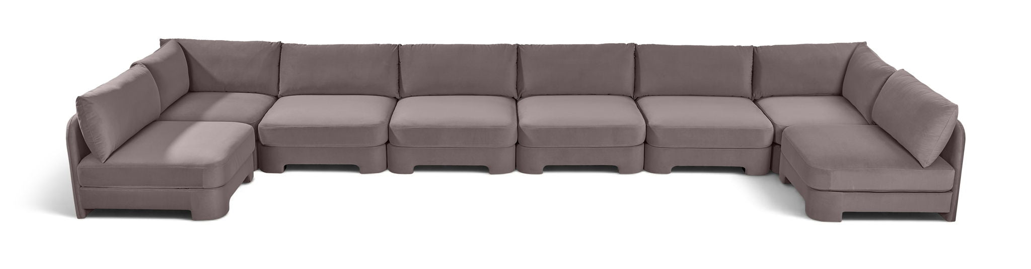 Hammond 222" Velvet Performance Fabric Upholstered 8pc. Modular Sectional