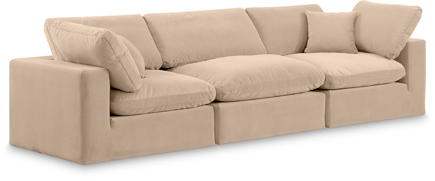 Comfy 119" Velvet Upholstered 3pc. Modular Sofa