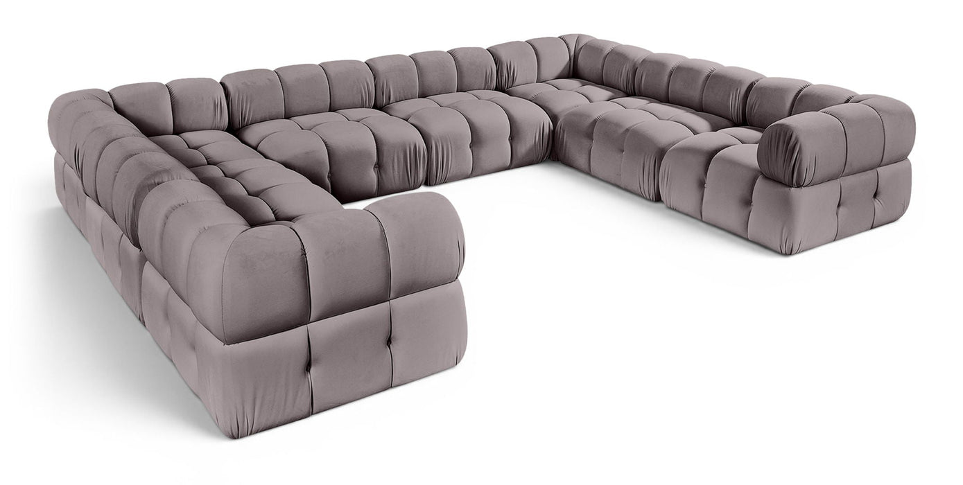 Orin 148" Velvet Performance Fabric Upholstered 8 Pc. Modular Sectional