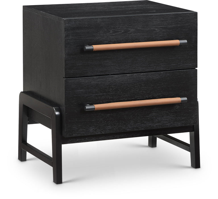 Kaya 25.5" Oak Veneer And Vegan Leather Handle Night Stand
