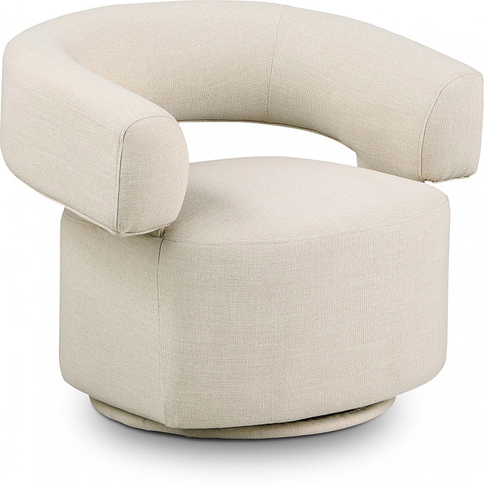Niya Linen Textured Fabric Upholstered Swivel Accent Chair