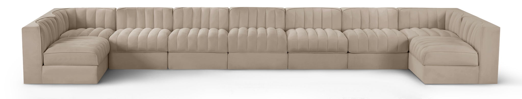 Rummi 213" Velvet Performance Fabric Upholstered 9pc. Modular Sectional