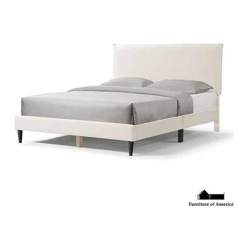 Bed Boucle Bed Frame With Pillow Headboard White