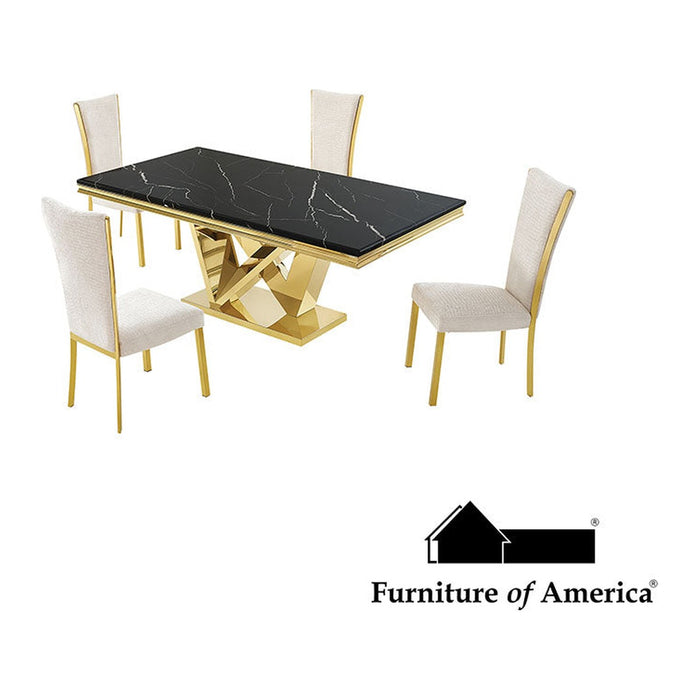 Valdevers 5 PC. Dining Table Set - Gold/Black/White