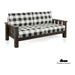 Sofa Wood Sofa With Plaid Cushions
