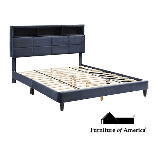 Bed Gray Platform Bed With Storage Headboard - Full