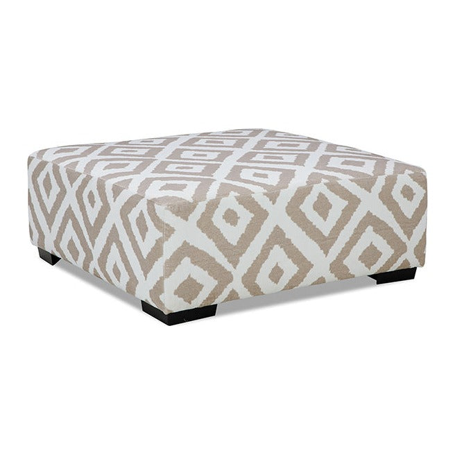 Loughlin Ottoman - Ivory/Light Brown
