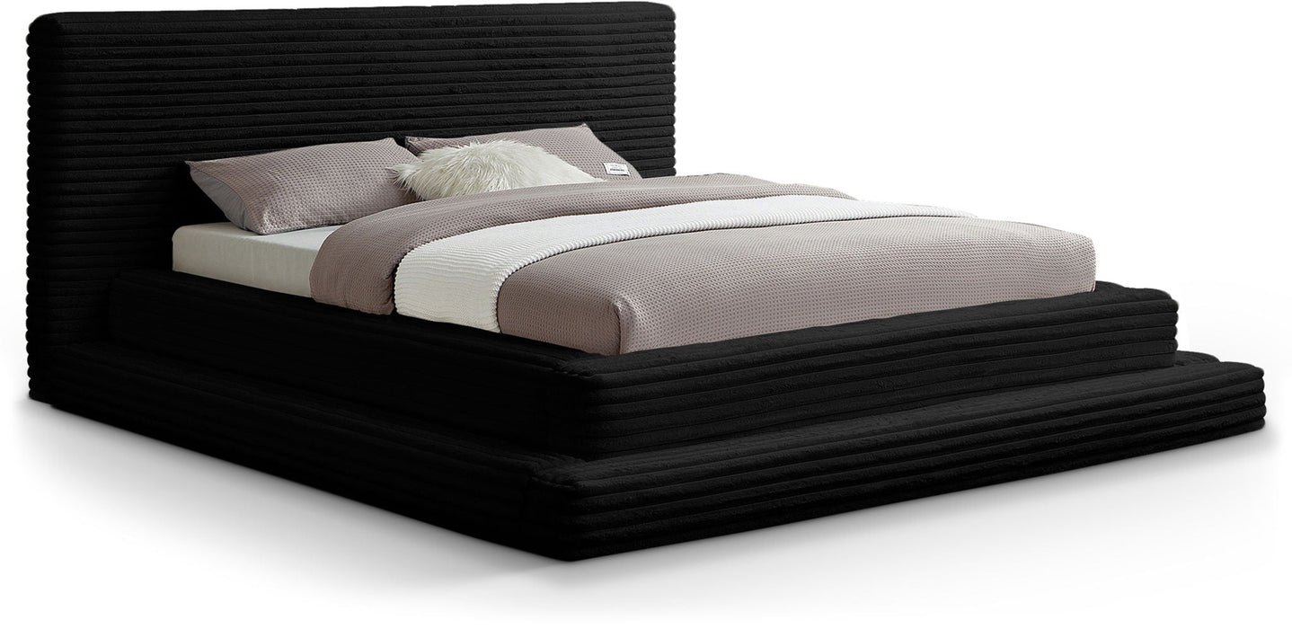 Drew Corduroy Fabric Upholstered Bed - Black