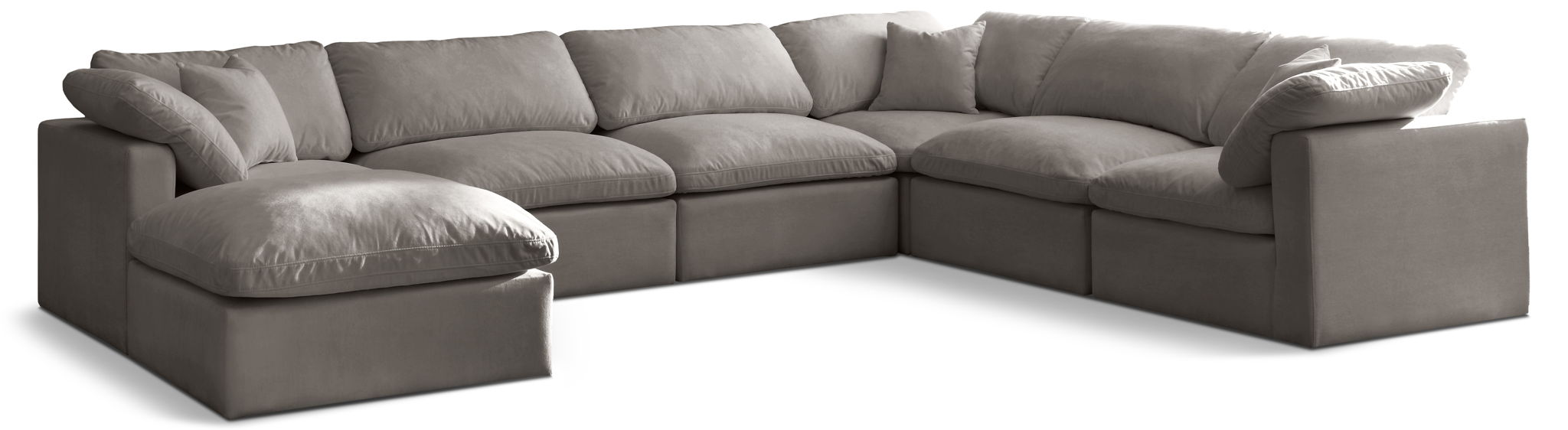 Plush 140" Velvet Upholstered Standard Comfort 7pc. Modular Sectional