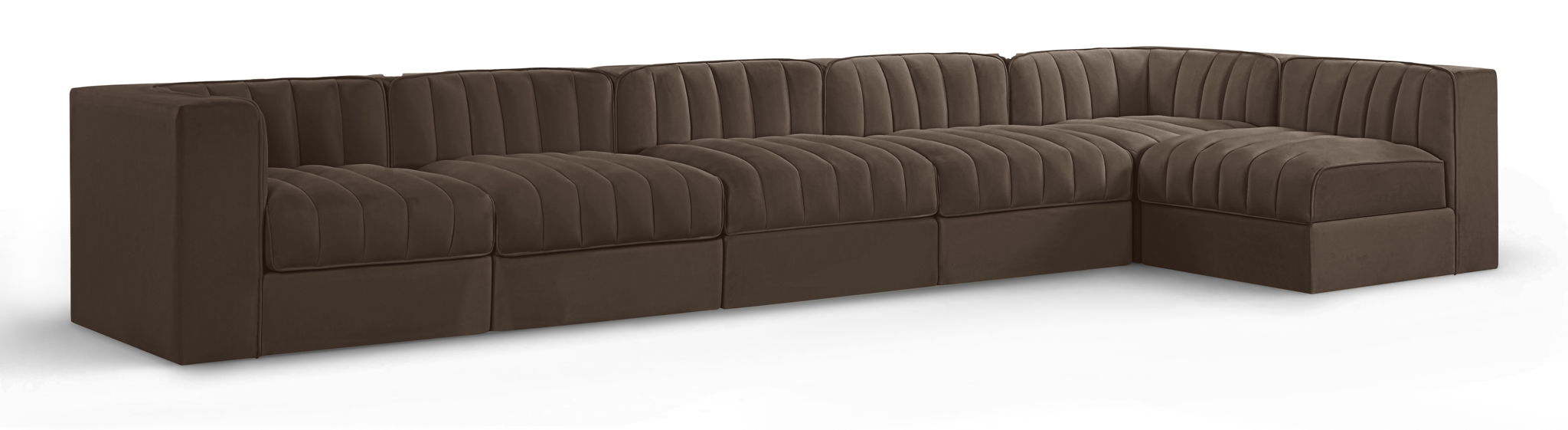 Rummi 155" Velvet Performance Fabric Upholstered 6pc. Modular Sectional