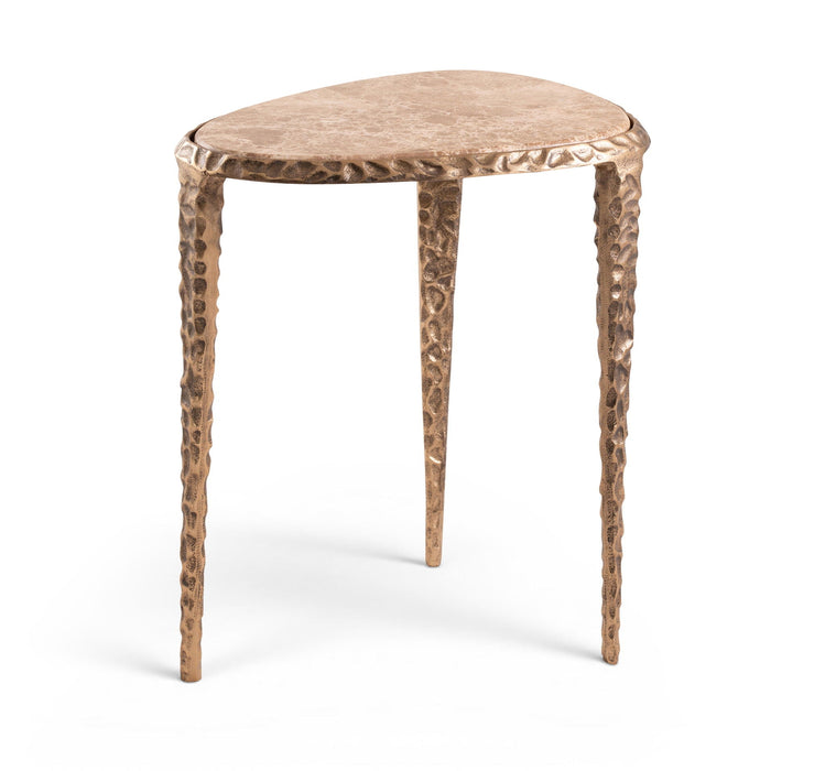 Gild Genuine Marble Top And Aluminum Base End Table