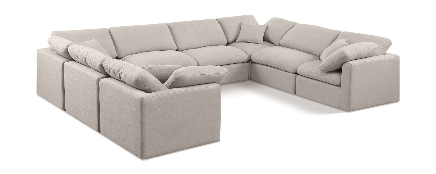 Indulge 140" Linen Textured Fabric Upholstered 8pc. Modular Sectional