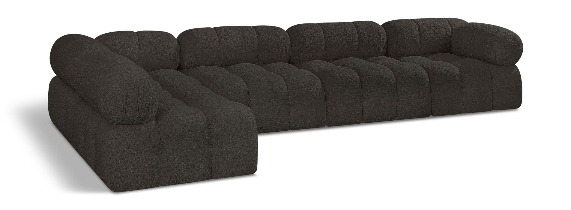 Ames 136" Boucle Fabric Upholstered 5pc. Modular Sectional