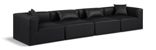 Cube 144" Vegan Leather Upholstered 4pc. Modular Sofa