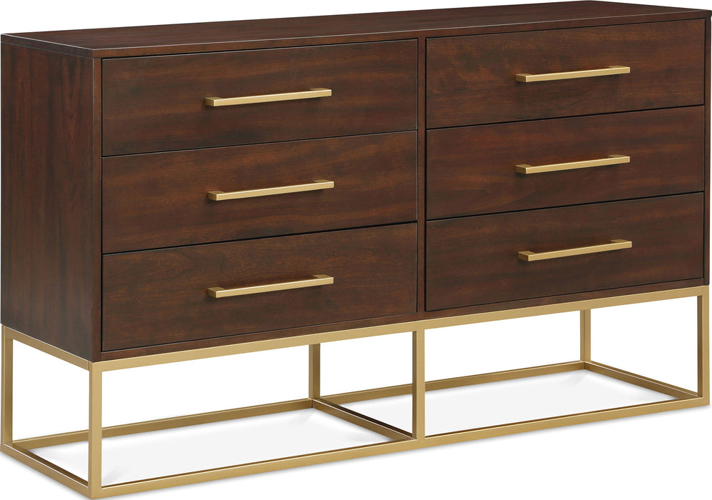 Cómoda de hierro con enchapado de madera Maxine