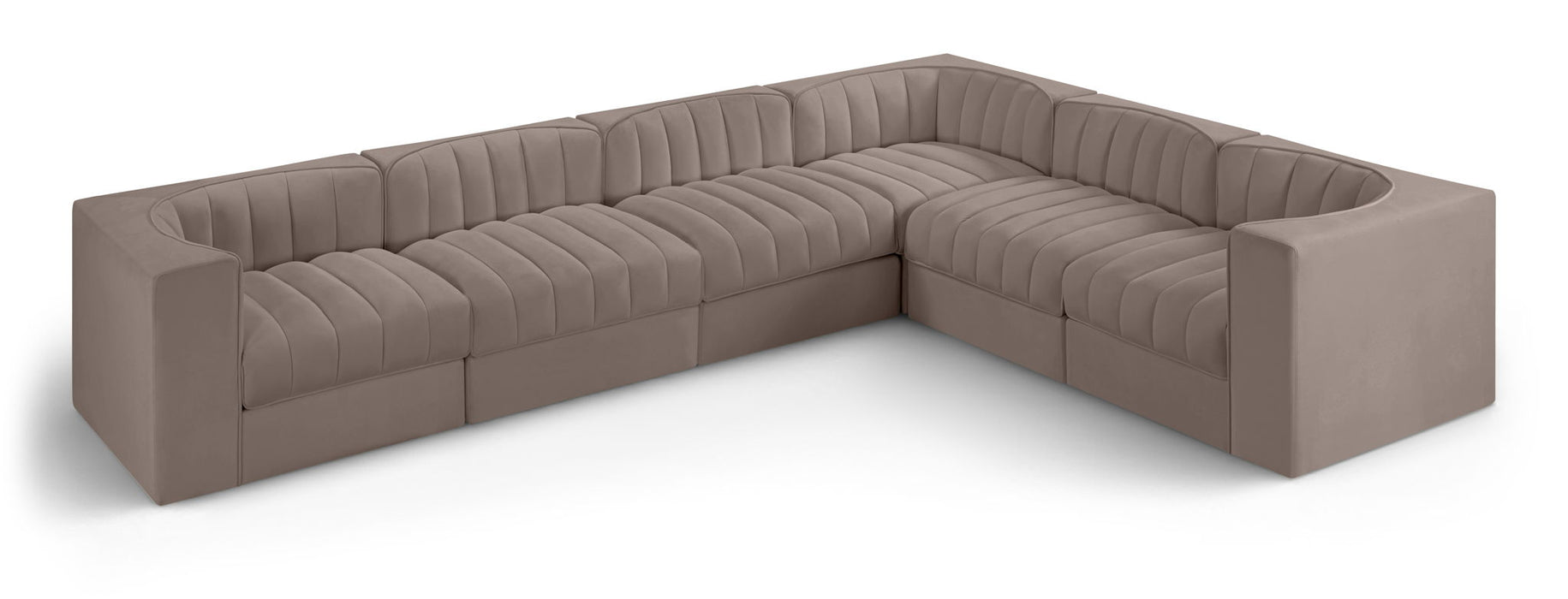 Rummi 126" Velvet Performance Fabric Upholstered 6pc. Modular Sectional
