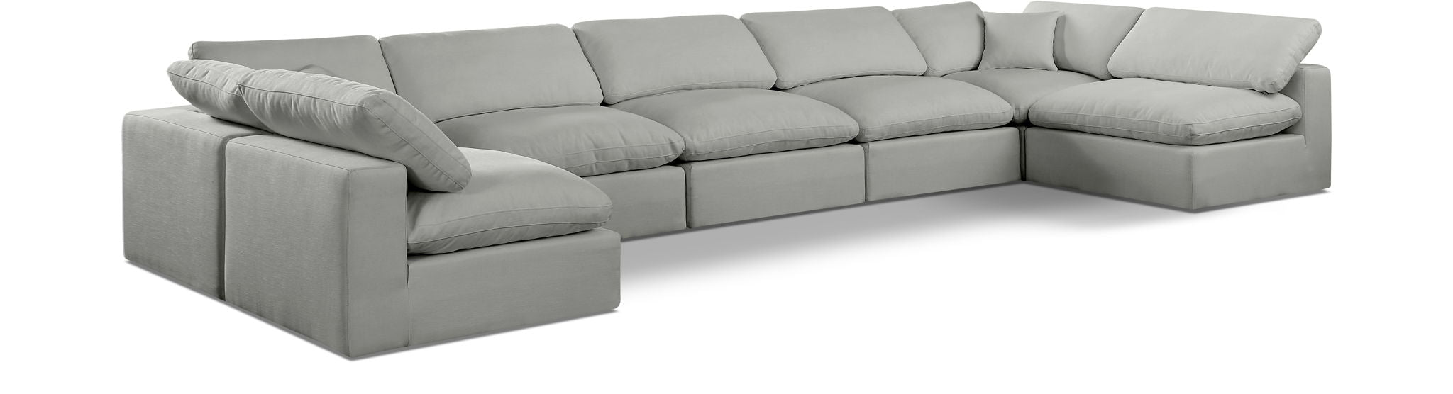 Comfy 197" Linen Textured Fabric Upholstered 7pc. Modular Sectional