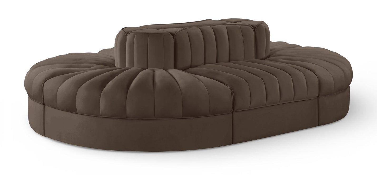 Rummi 97" Velvet Performance Fabric Upholstered 6pc. Modular Sectional