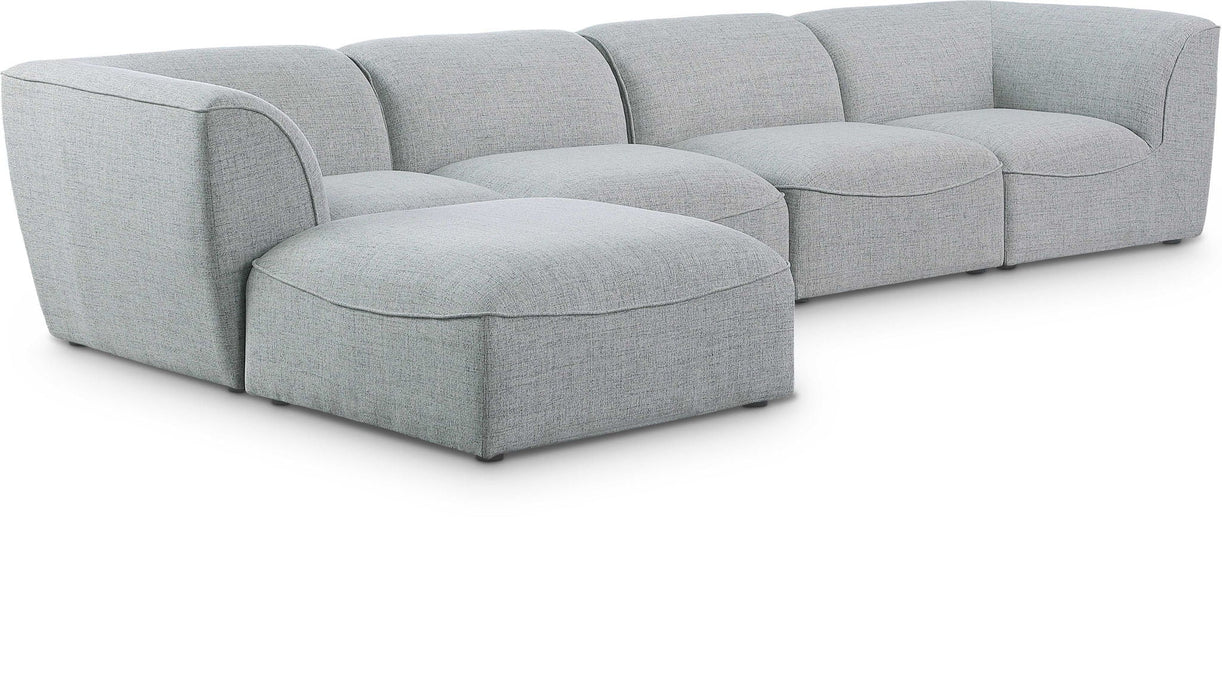 Miramar 142" Linen Textured Fabric Upholstered 5pc. Modular Sectional
