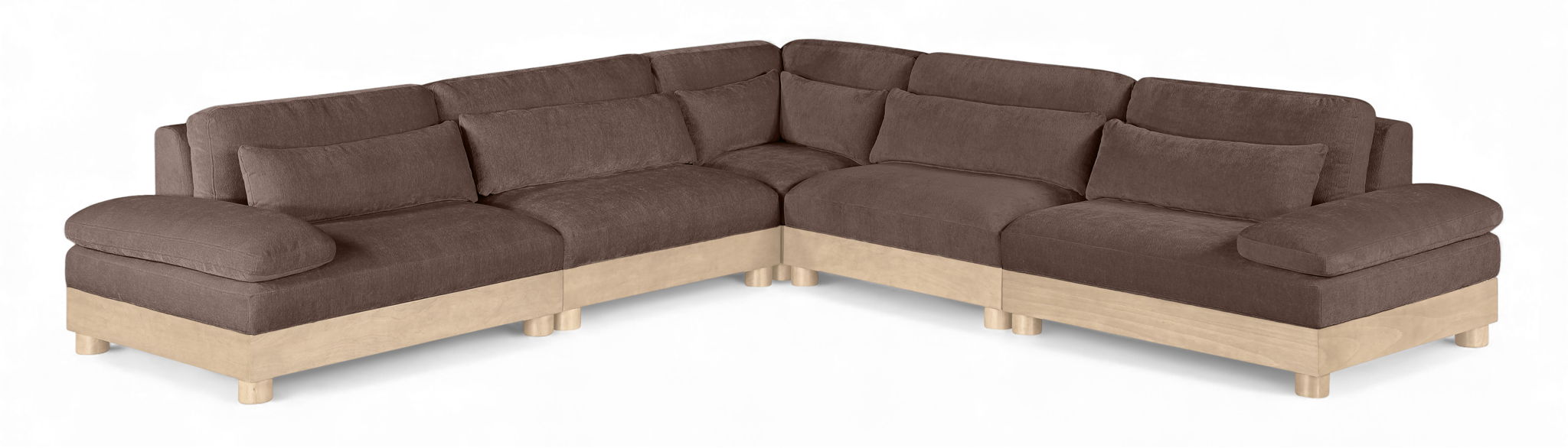 Turin 127.75" Chenille Fabric Upholstered 5pc. Modular Sectional