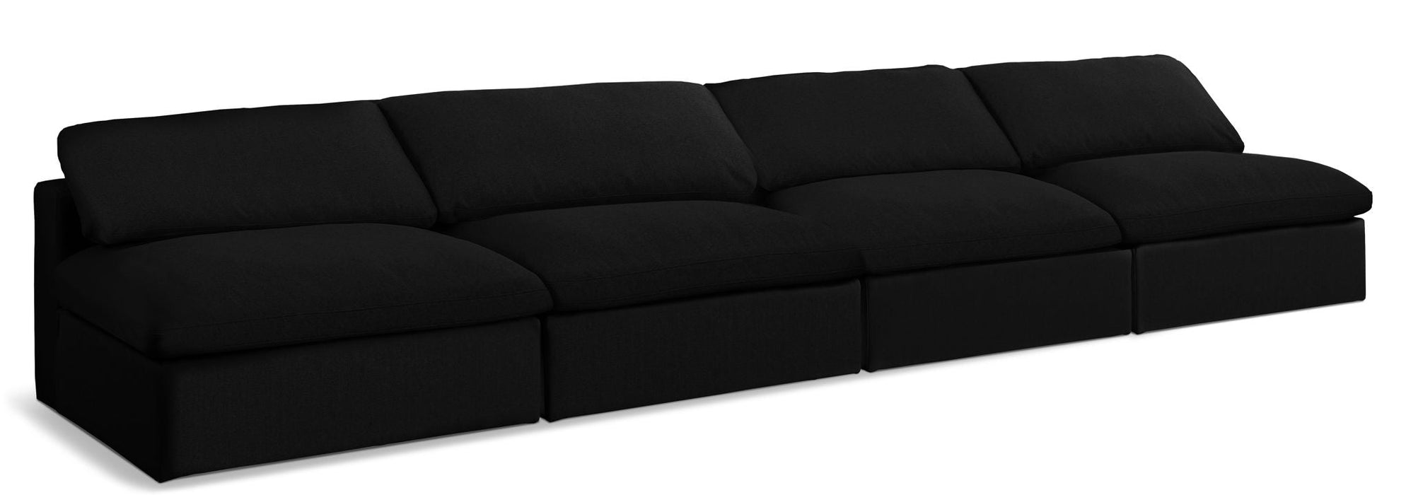 Serene 156" Linen Textured Fabric Upholstered Deluxe Comfort 4pc. Armless Modular Sofa