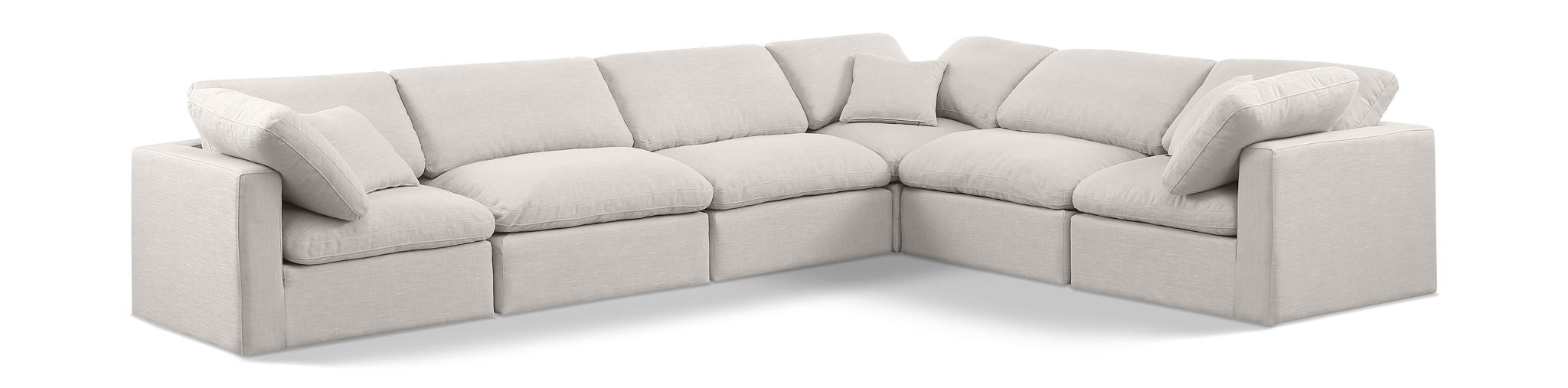 Indulge 140" Linen Textured Fabric Upholstered 6pc. Modular Sectional