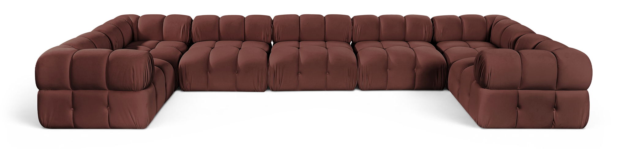 Orin 185" Velvet Performance Fabric Upholstered 7 Pc. Modular Sectional