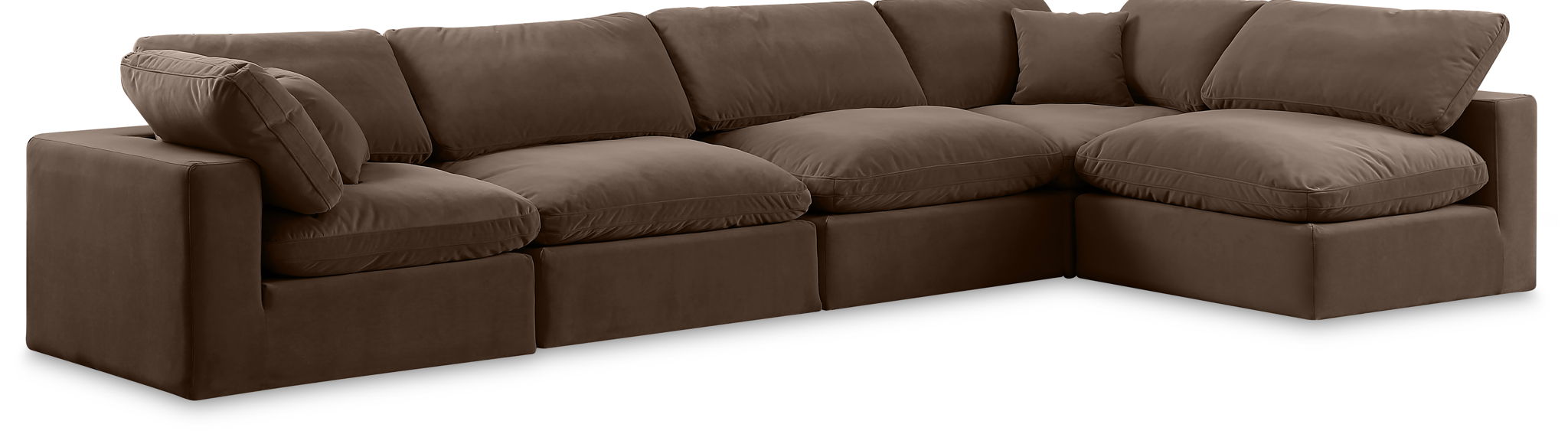 Comfy 158" Velvet Upholstered 5pc. Modular Sectional