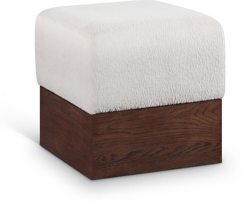 Havre Velour Fur Fabric Upholstered Ottoman