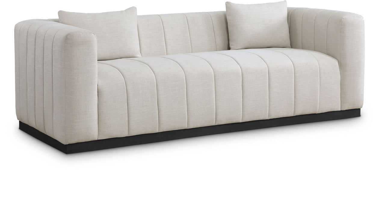 Lucia 90.5" Linen Textured Fabric Upholstered Sofa