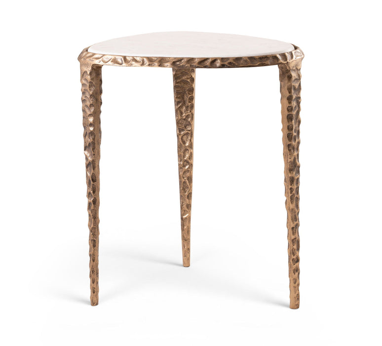 Gild Genuine Marble Top And Aluminum Base End Table