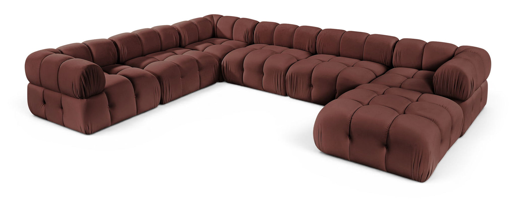 Orin 148" Velvet Performance Fabric Upholstered 7 Pc. Modular Sectional