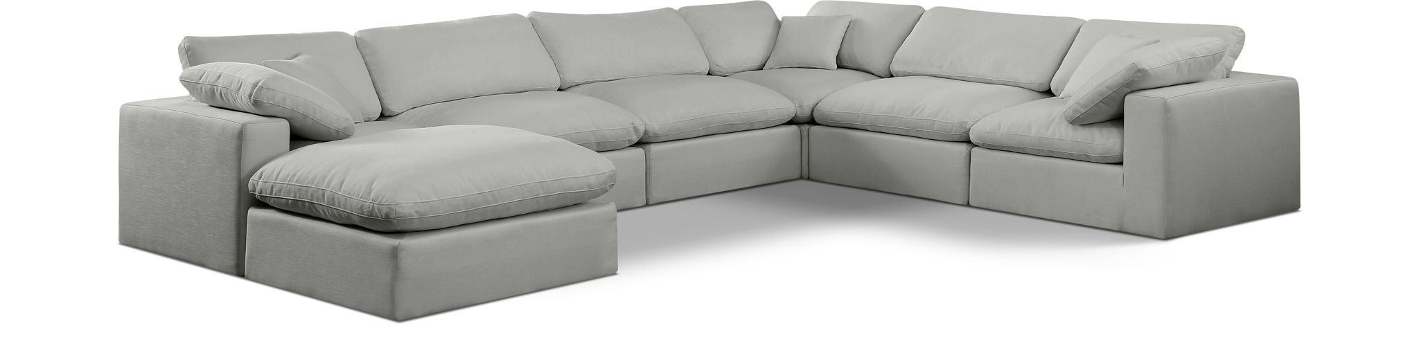 Comfy 158" Linen Textured Fabric Upholstered 7pc. Modular Sectional