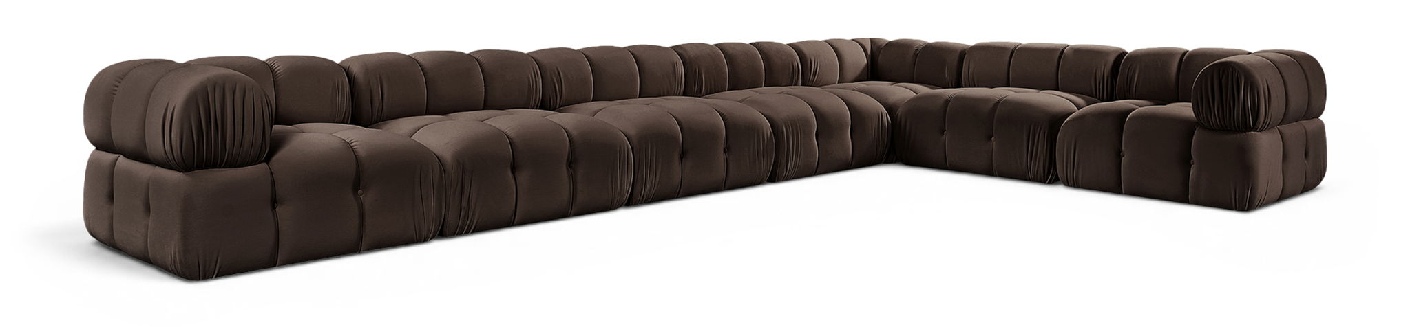 Seccional modular tapizado de terciopelo de alto rendimiento Orin de 185" de 7 piezas