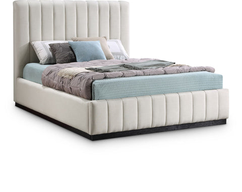 Lucia Linen Textured Fabric Upholstered Bed