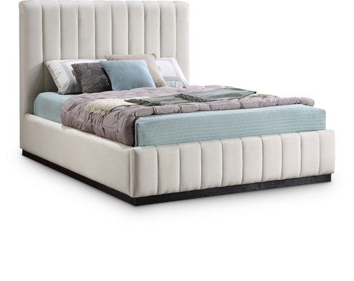 Lucia Linen Textured Fabric Upholstered Bed